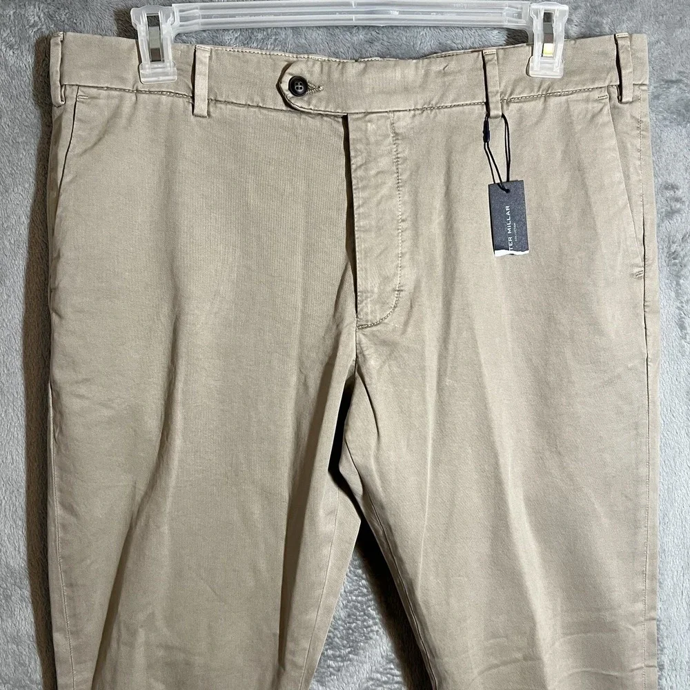 Peter Millar Collection Concorde Flat Front‎ Pants Khaki Men's Size 38 x 36 NWT